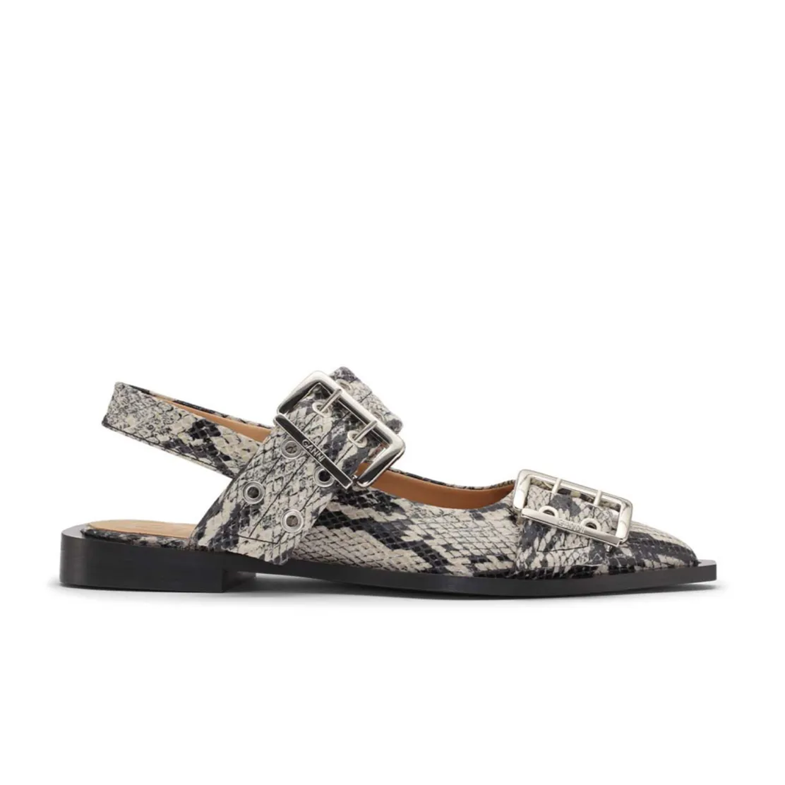 BUCKLE BALLERINA FLATS | SNAKE