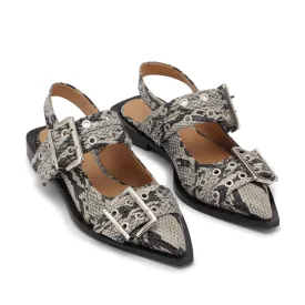 BUCKLE BALLERINA FLATS | SNAKE