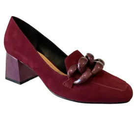 CHRISSIE ROSITA BURGUNDY Suede Block Heels