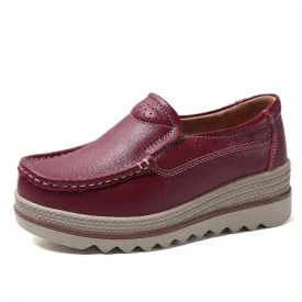 Creepers Without Lace Genuine Leather Flat Shoes