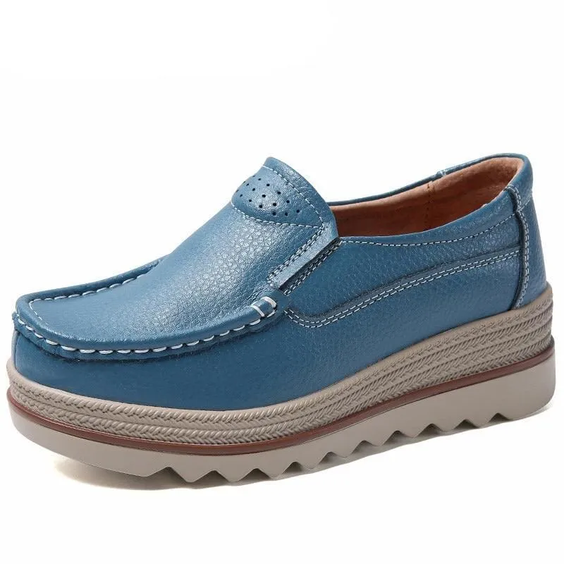 Creepers Without Lace Genuine Leather Flat Shoes