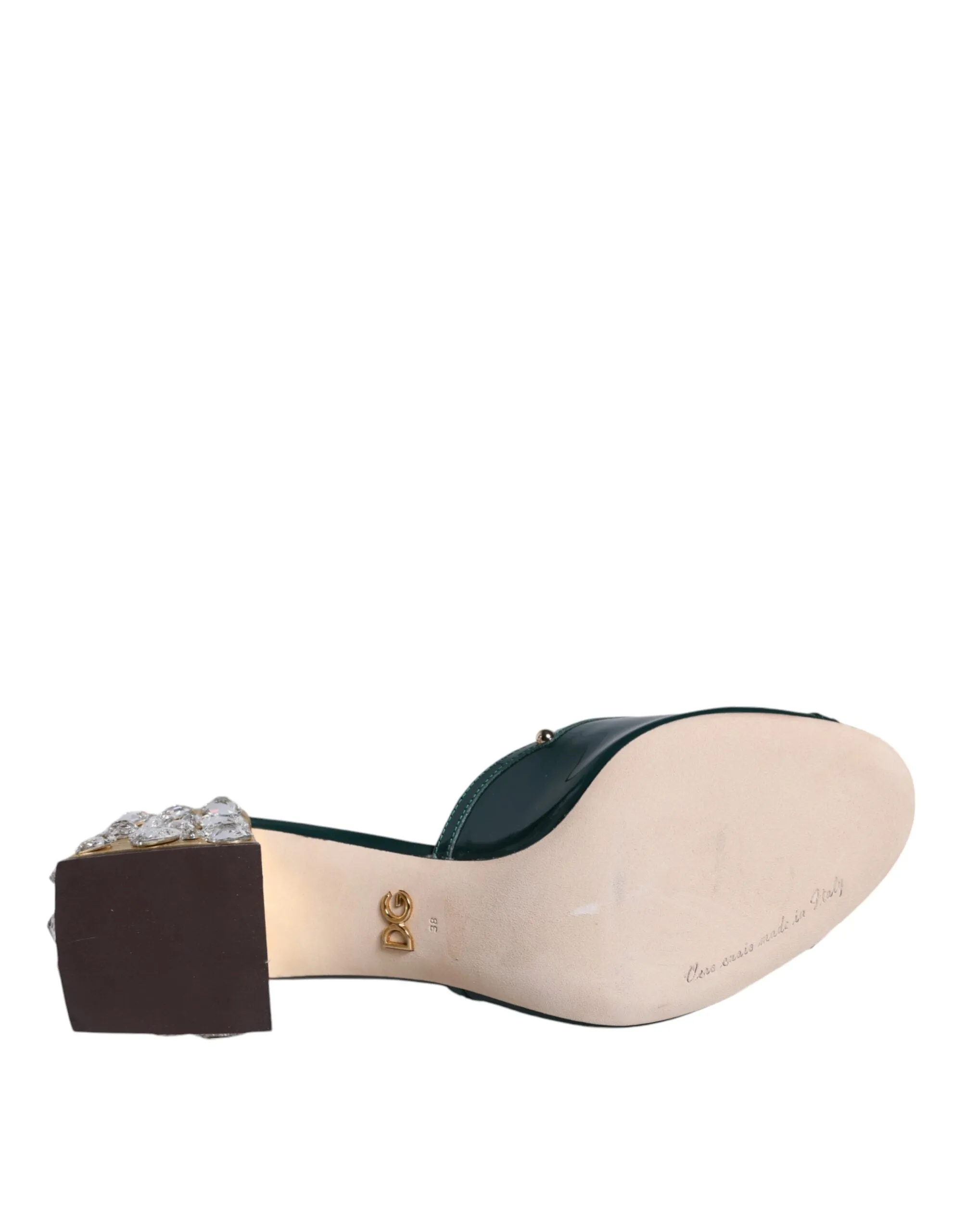 Dolce & Gabbana Crystal Leather Slip-on Sandals