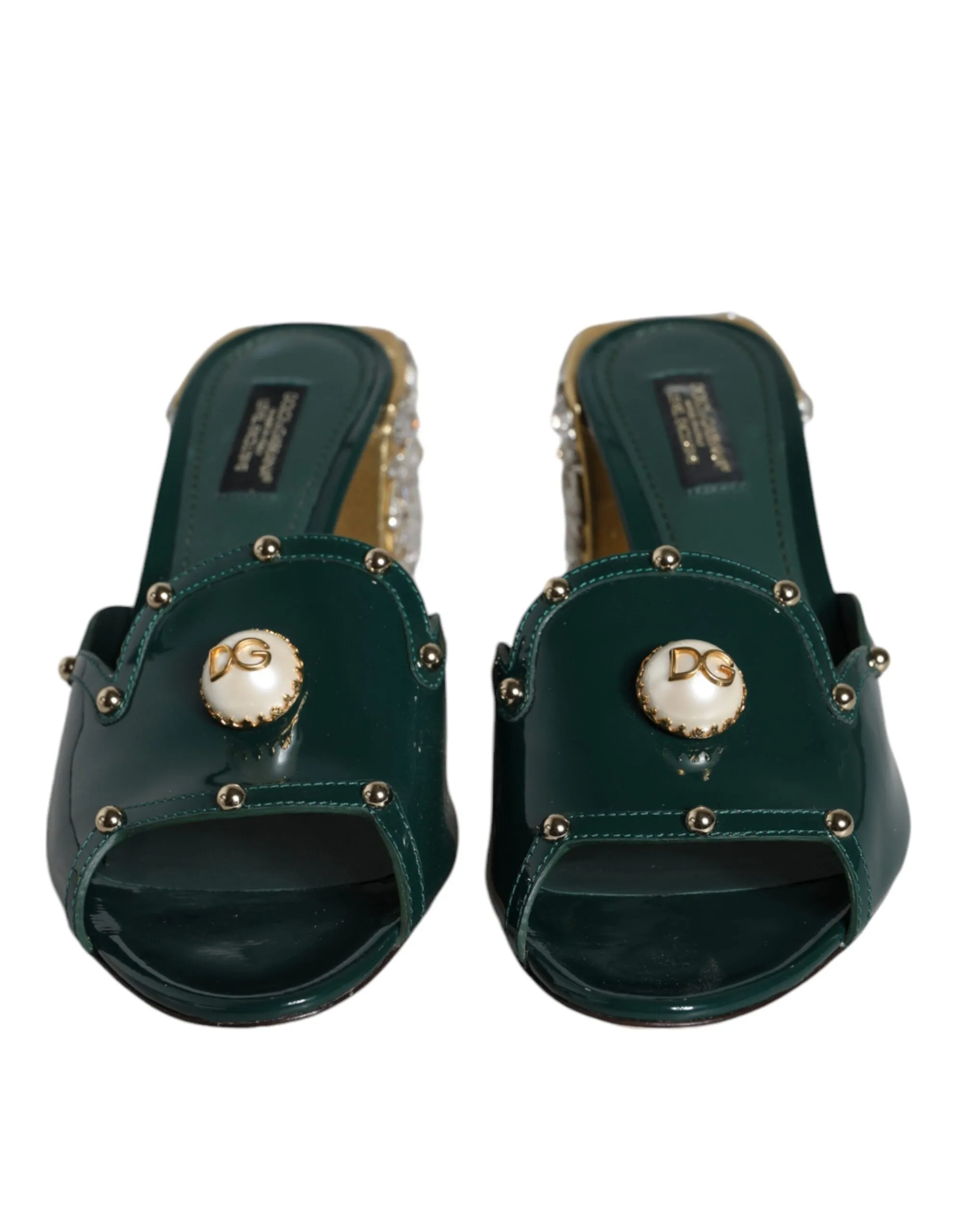 Dolce & Gabbana Crystal Leather Slip-on Sandals