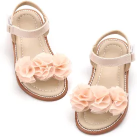 Felix & Flora Toddler Girls Sandals Soft Rubber Flats Summer Baby Flower Girl Shoes.