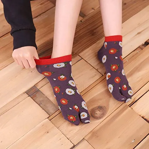 Flip Flop Socks Two Toe Tabi - 4 Pairs