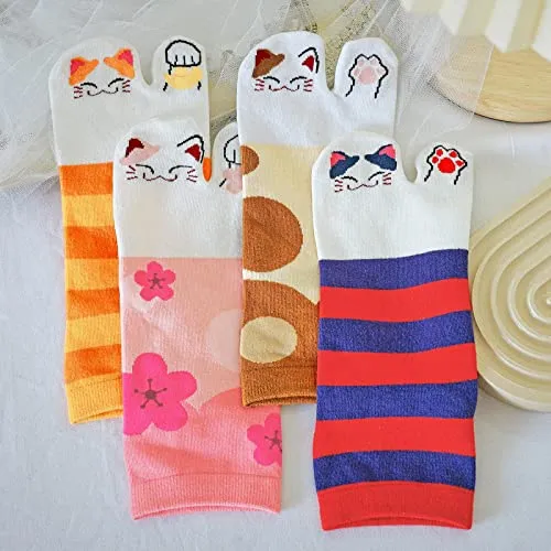 Flip Flop Socks Two Toe Tabi - 4 Pairs