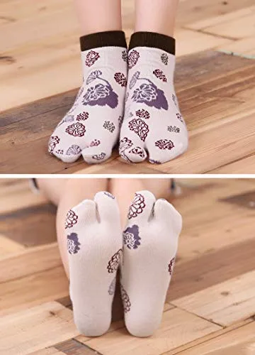Flip Flop Socks Two Toe Tabi - 4 Pairs