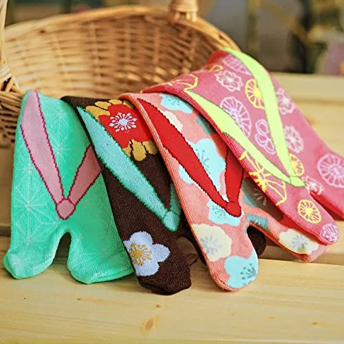 Flip Flop Socks Two Toe Tabi - 4 Pairs