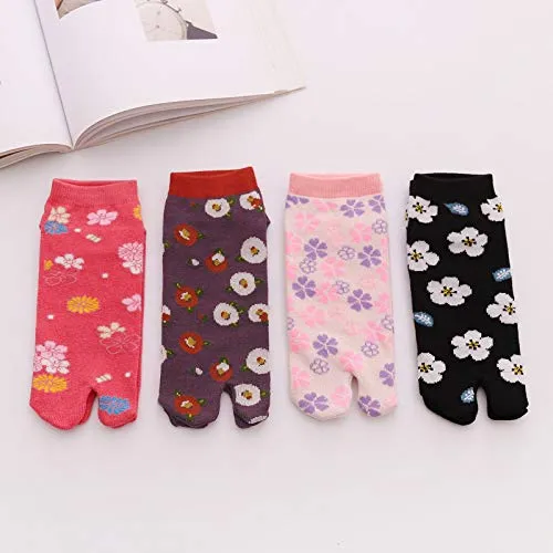 Flip Flop Socks Two Toe Tabi - 4 Pairs