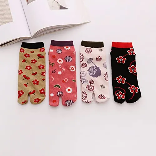 Flip Flop Socks Two Toe Tabi - 4 Pairs