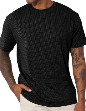 Men's Casual T-Shirts Knit Short Sleeve Crewneck Shirts Casual Stylish Knitted Pullover Tees Top