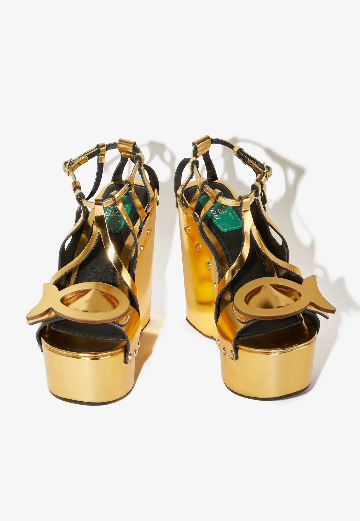 Musa 140 Wedge Sandals in Metallic Leather