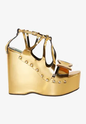 Musa 140 Wedge Sandals in Metallic Leather