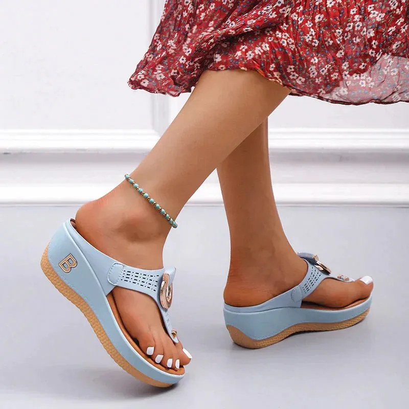 Octavia | Solsikke Wedge Flip Flops