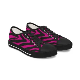 Pink Zebra Striped Women's Sneakers, Zebra Striped Animal Print Women's Low Top Sneakers (US Size: 5.5-12)