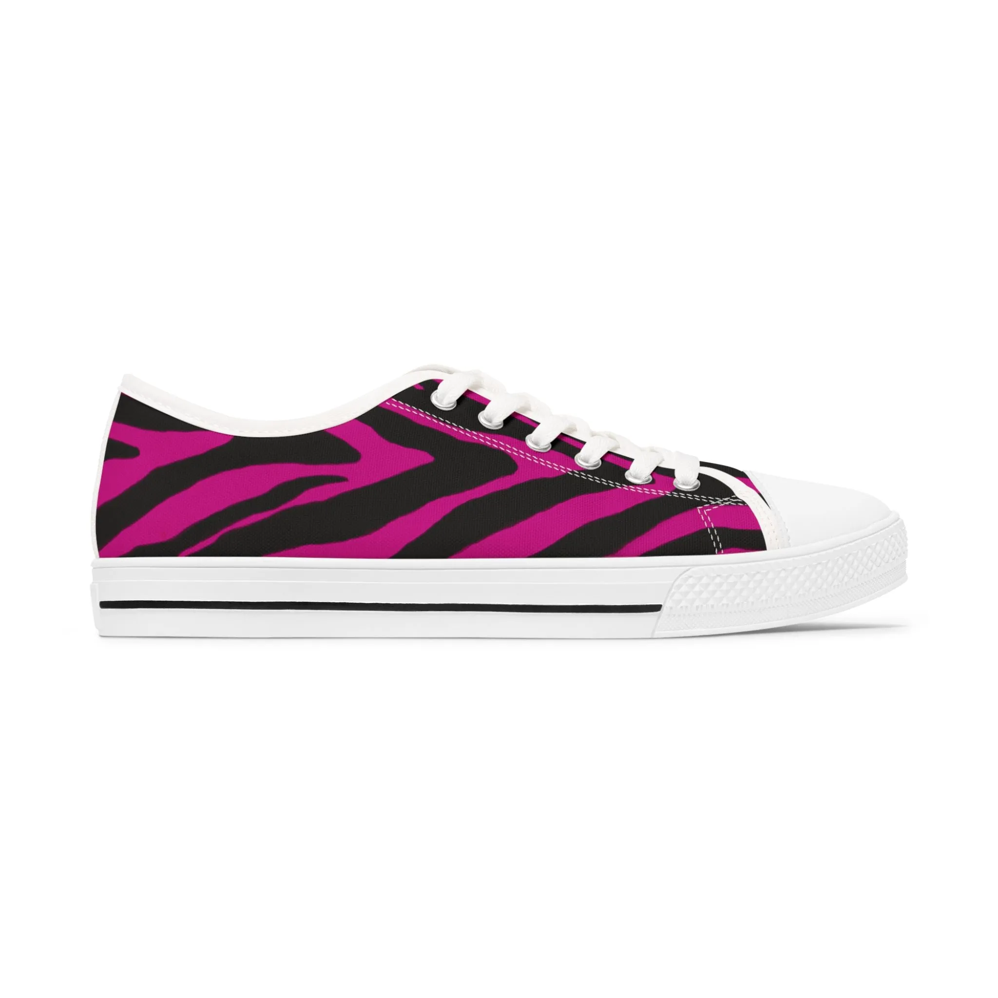 Pink Zebra Striped Women's Sneakers, Zebra Striped Animal Print Women's Low Top Sneakers (US Size: 5.5-12)