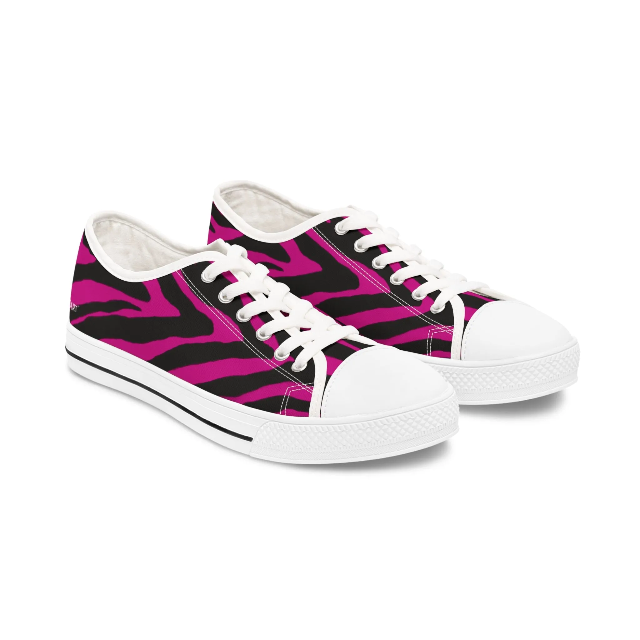 Pink Zebra Striped Women's Sneakers, Zebra Striped Animal Print Women's Low Top Sneakers (US Size: 5.5-12)