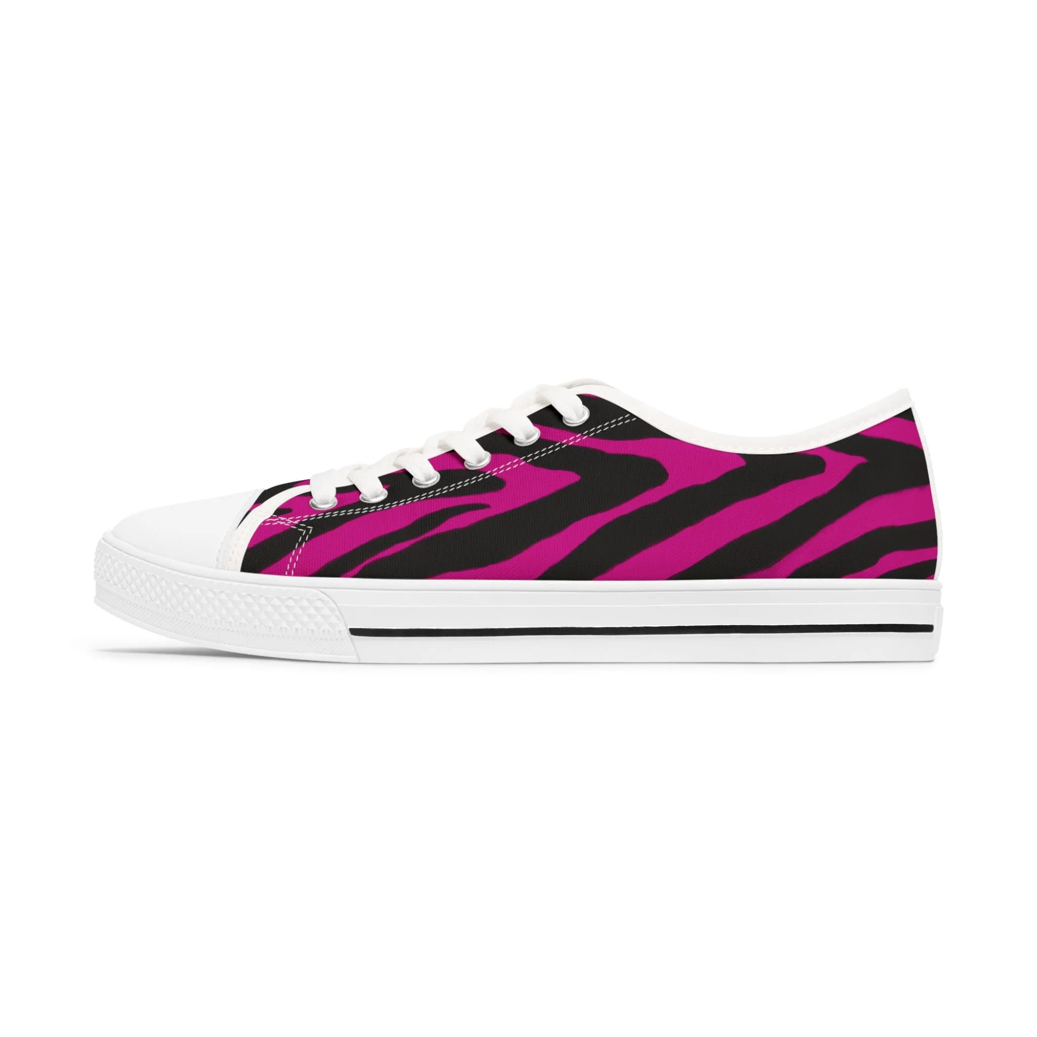Pink Zebra Striped Women's Sneakers, Zebra Striped Animal Print Women's Low Top Sneakers (US Size: 5.5-12)