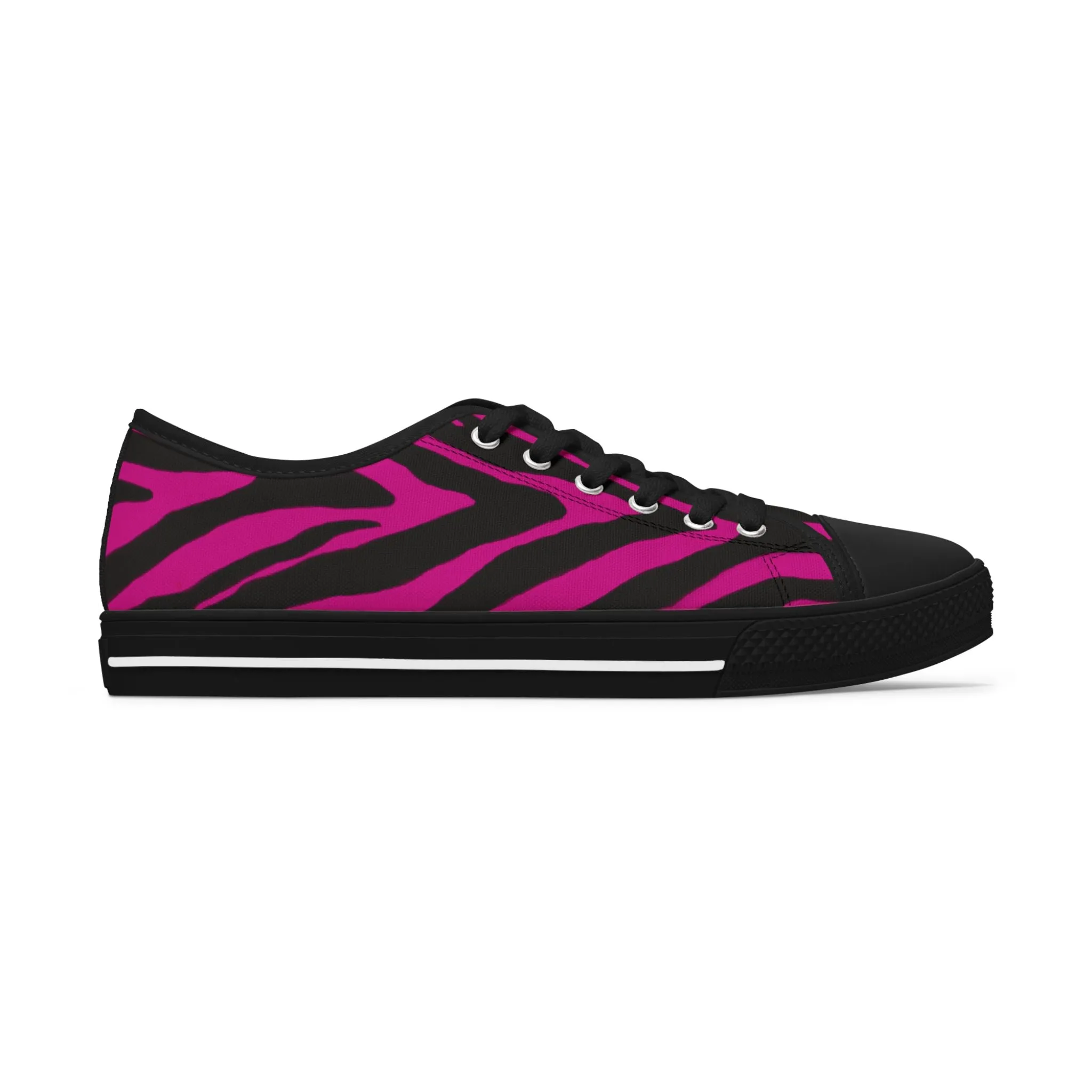 Pink Zebra Striped Women's Sneakers, Zebra Striped Animal Print Women's Low Top Sneakers (US Size: 5.5-12)