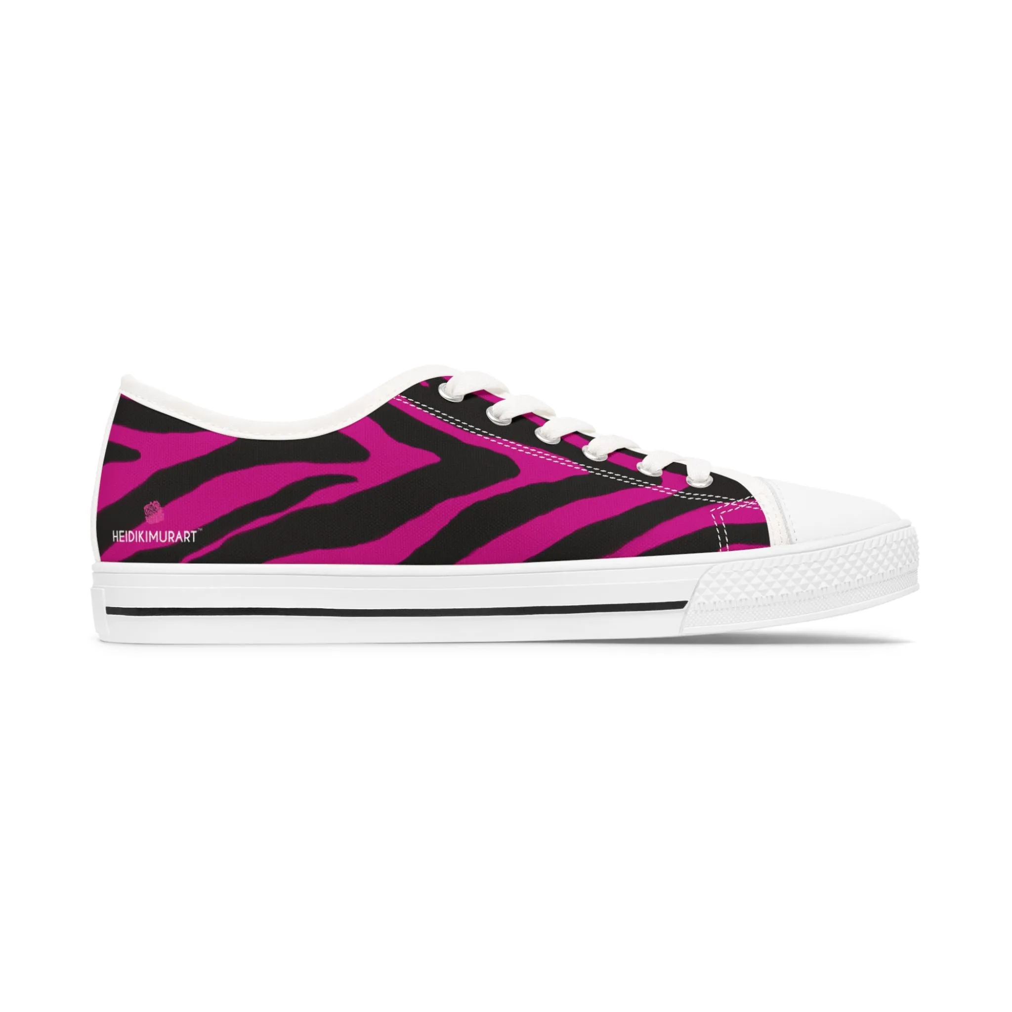 Pink Zebra Striped Women's Sneakers, Zebra Striped Animal Print Women's Low Top Sneakers (US Size: 5.5-12)