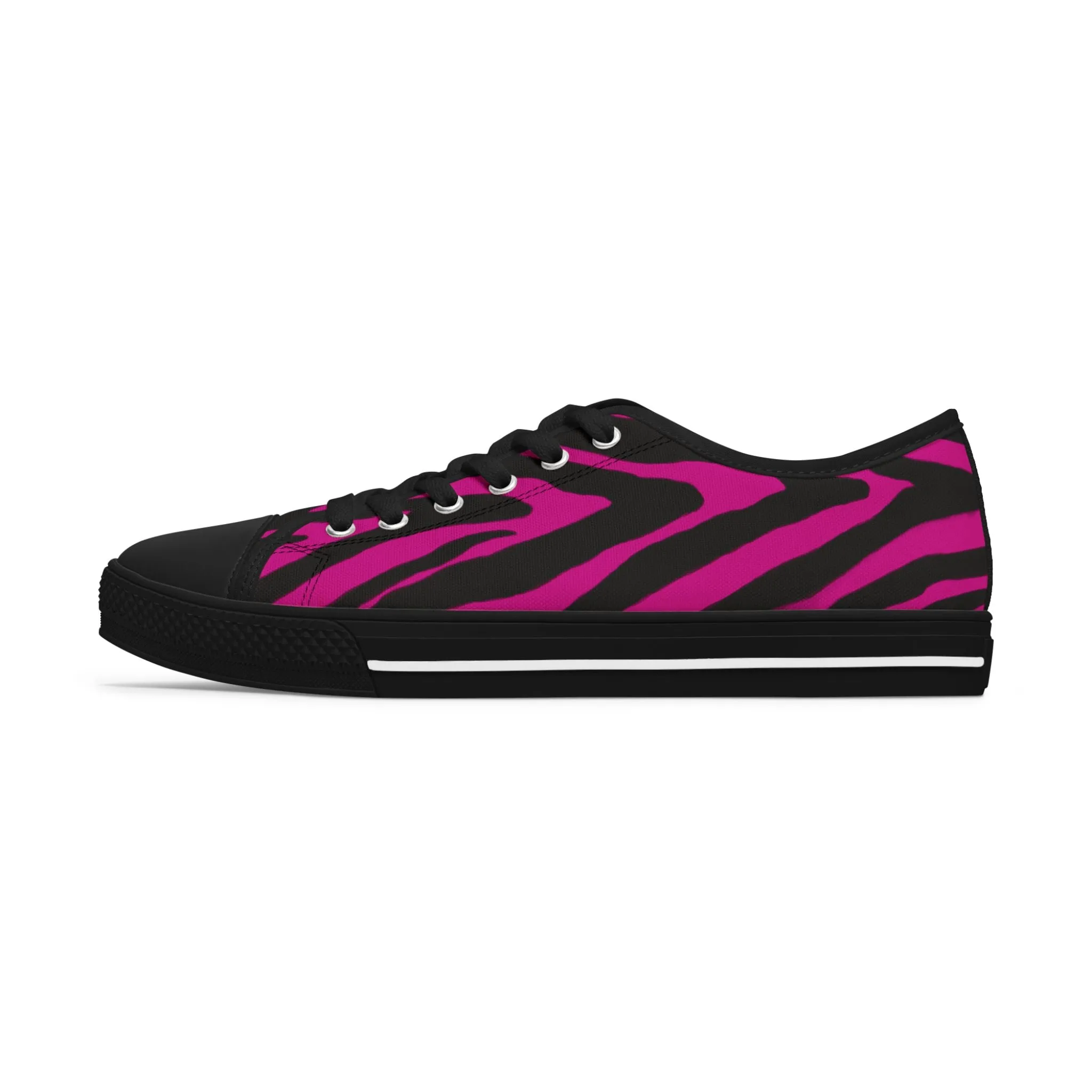 Pink Zebra Striped Women's Sneakers, Zebra Striped Animal Print Women's Low Top Sneakers (US Size: 5.5-12)