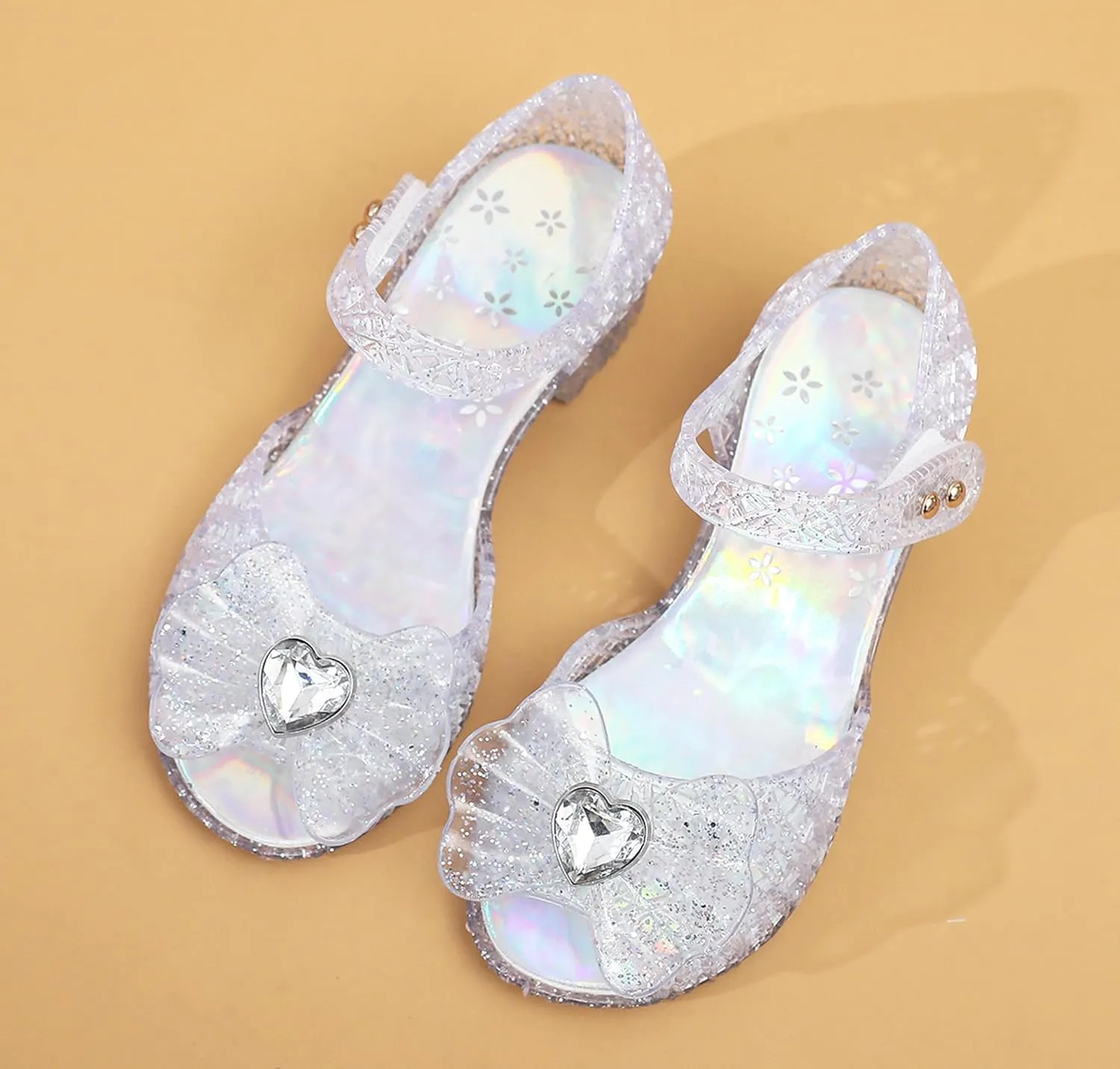 Princess Sandals Jelly Shoes for Girls, Snow Queen Little Girls Toddler Glitter Dress Flats with Bow Birthday Frozen Inspired Party Cosplay Costumes