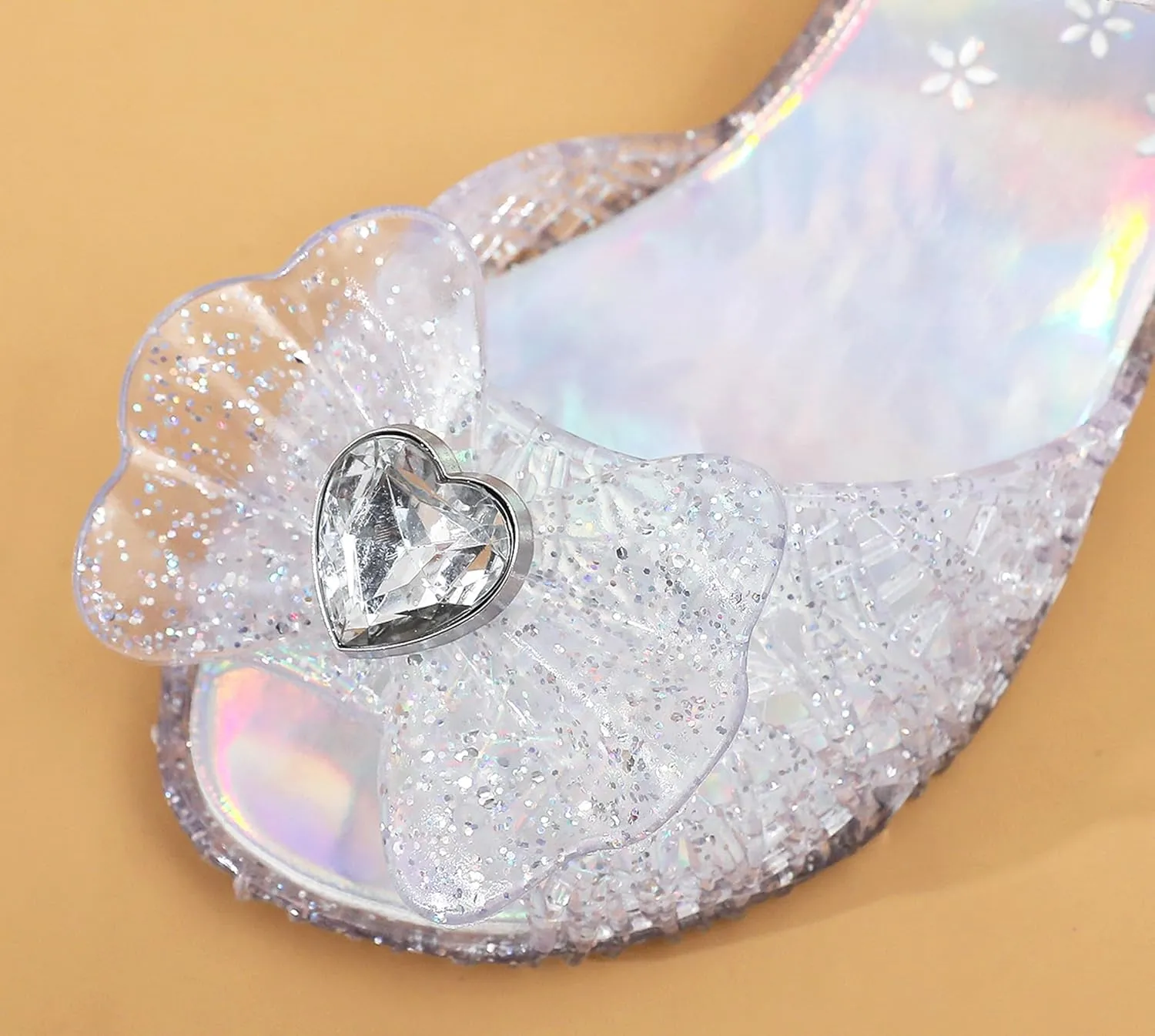 Princess Sandals Jelly Shoes for Girls, Snow Queen Little Girls Toddler Glitter Dress Flats with Bow Birthday Frozen Inspired Party Cosplay Costumes