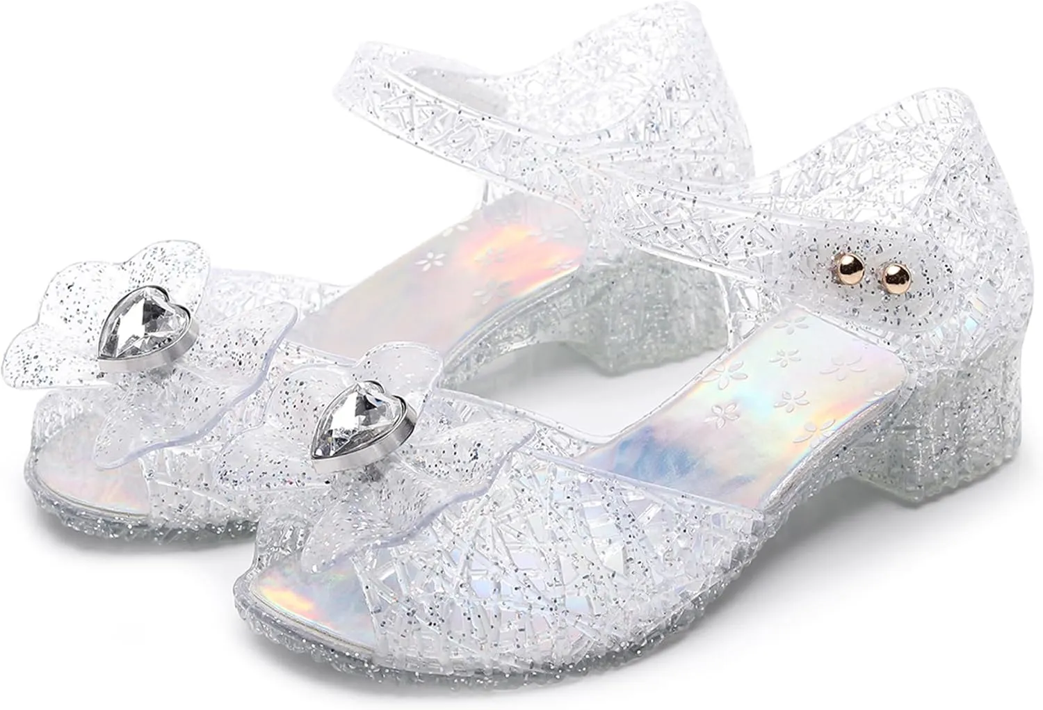 Princess Sandals Jelly Shoes for Girls, Snow Queen Little Girls Toddler Glitter Dress Flats with Bow Birthday Frozen Inspired Party Cosplay Costumes