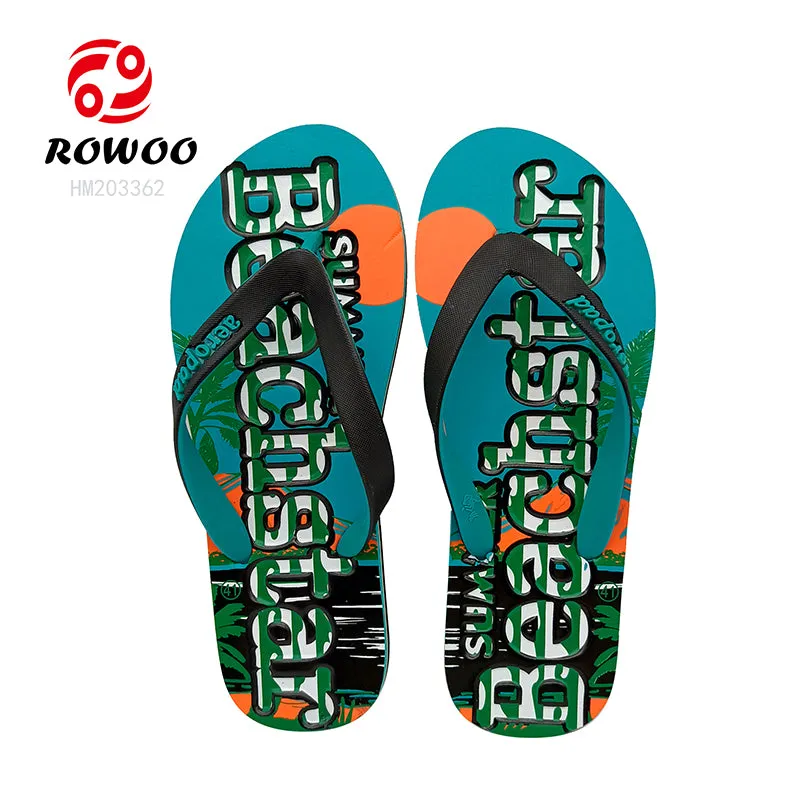 Printing Flip Flops Wholesale Embossed Customized Logo Slipper Shoes Summer Beach Thong Sandals