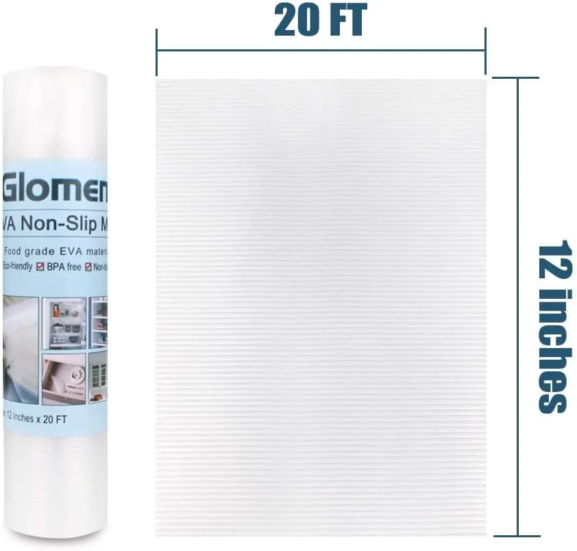 Shelf Liner, Non-Slip Cabinet Liner, Washable Oil-Proof for Kitchen Cabinet, Shelves, Refrigerator, Storage, Desks, 12 Inches x 20 FT, Non Adhesive Drawers