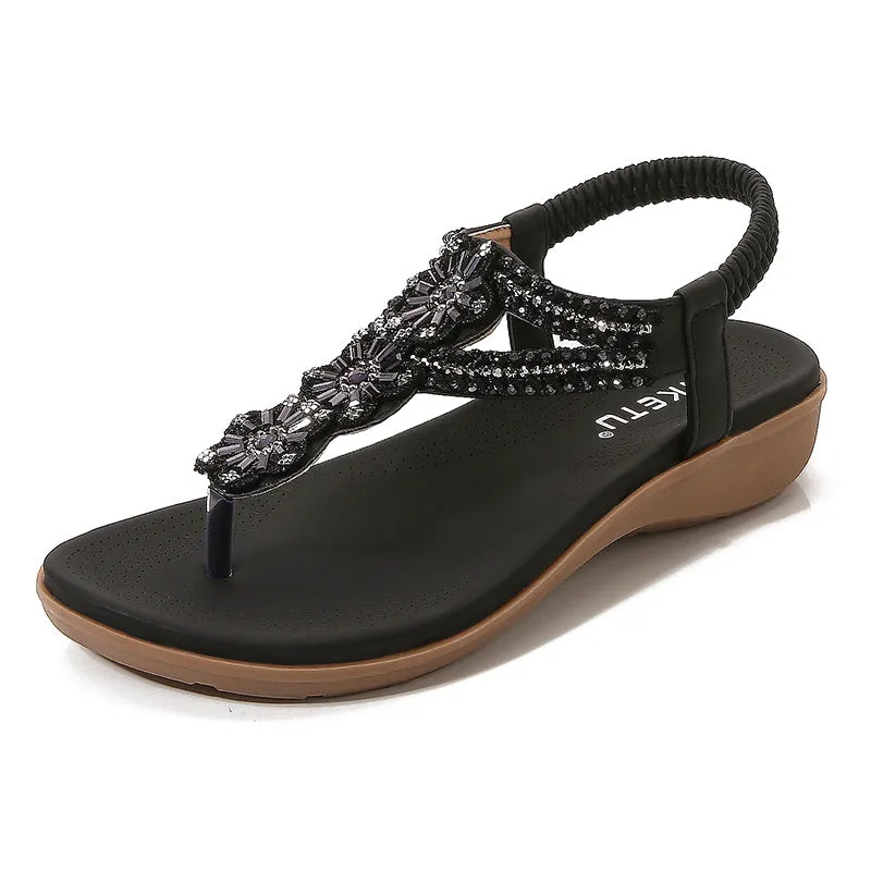 SIKETU | Applique Beads Slingback Flip Flops