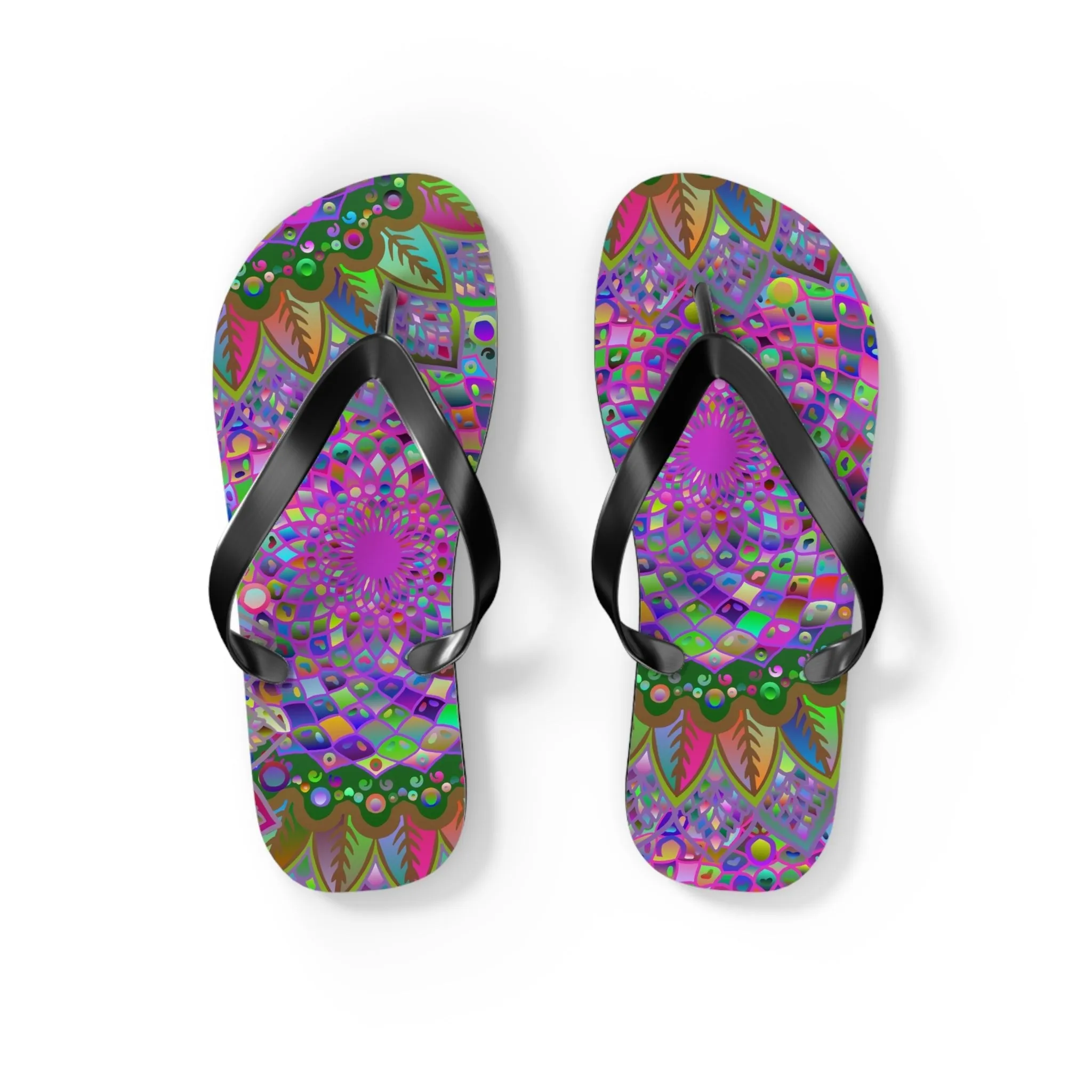 Vibrant Mandala Flip Flops - Colorful Comfort