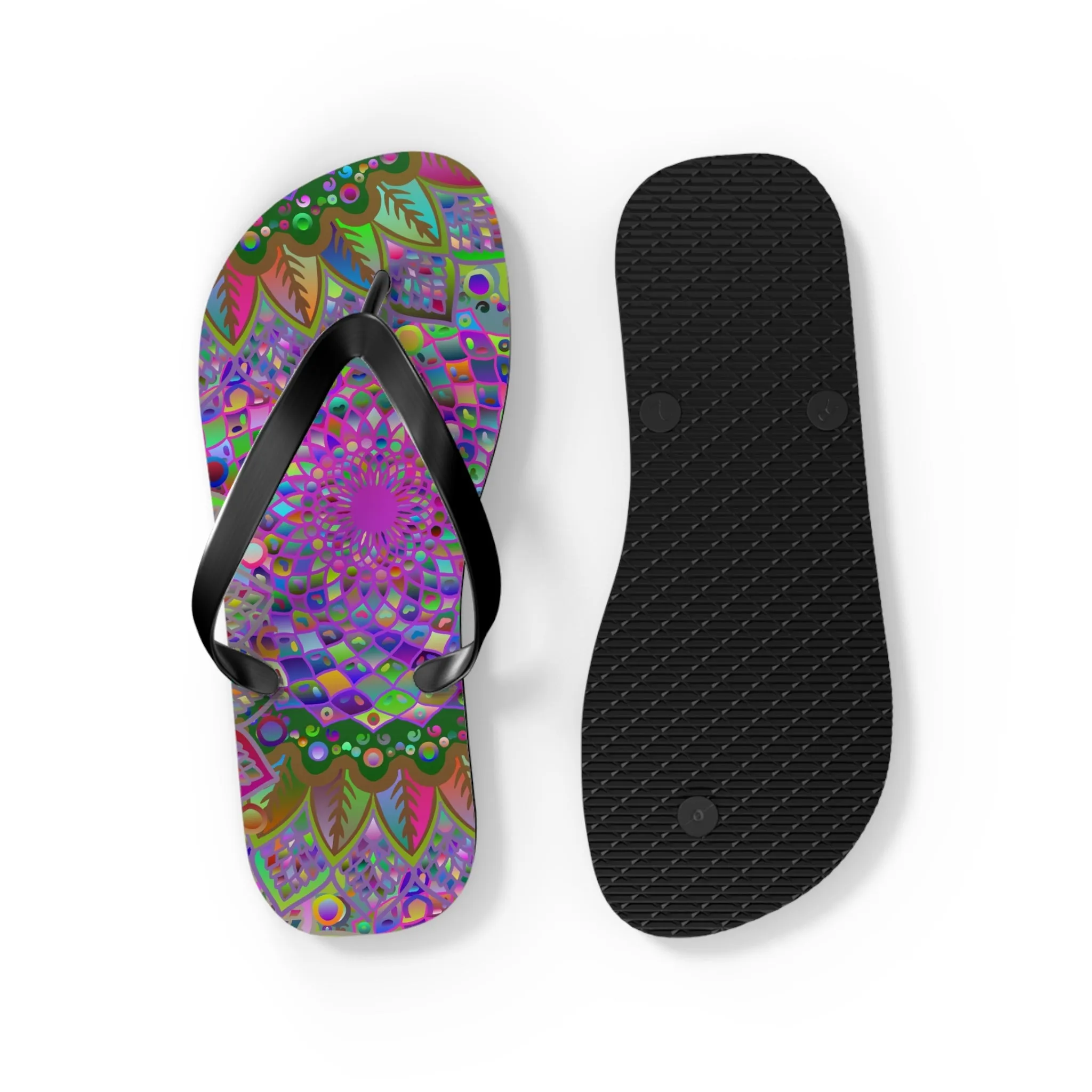 Vibrant Mandala Flip Flops - Colorful Comfort