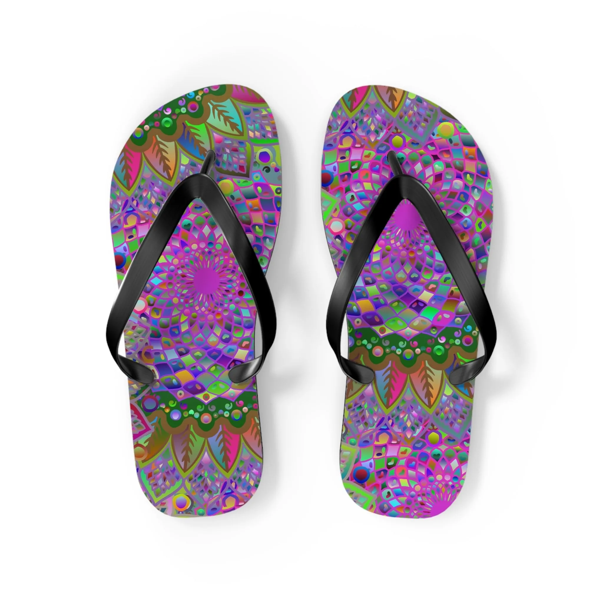 Vibrant Mandala Flip Flops - Colorful Comfort