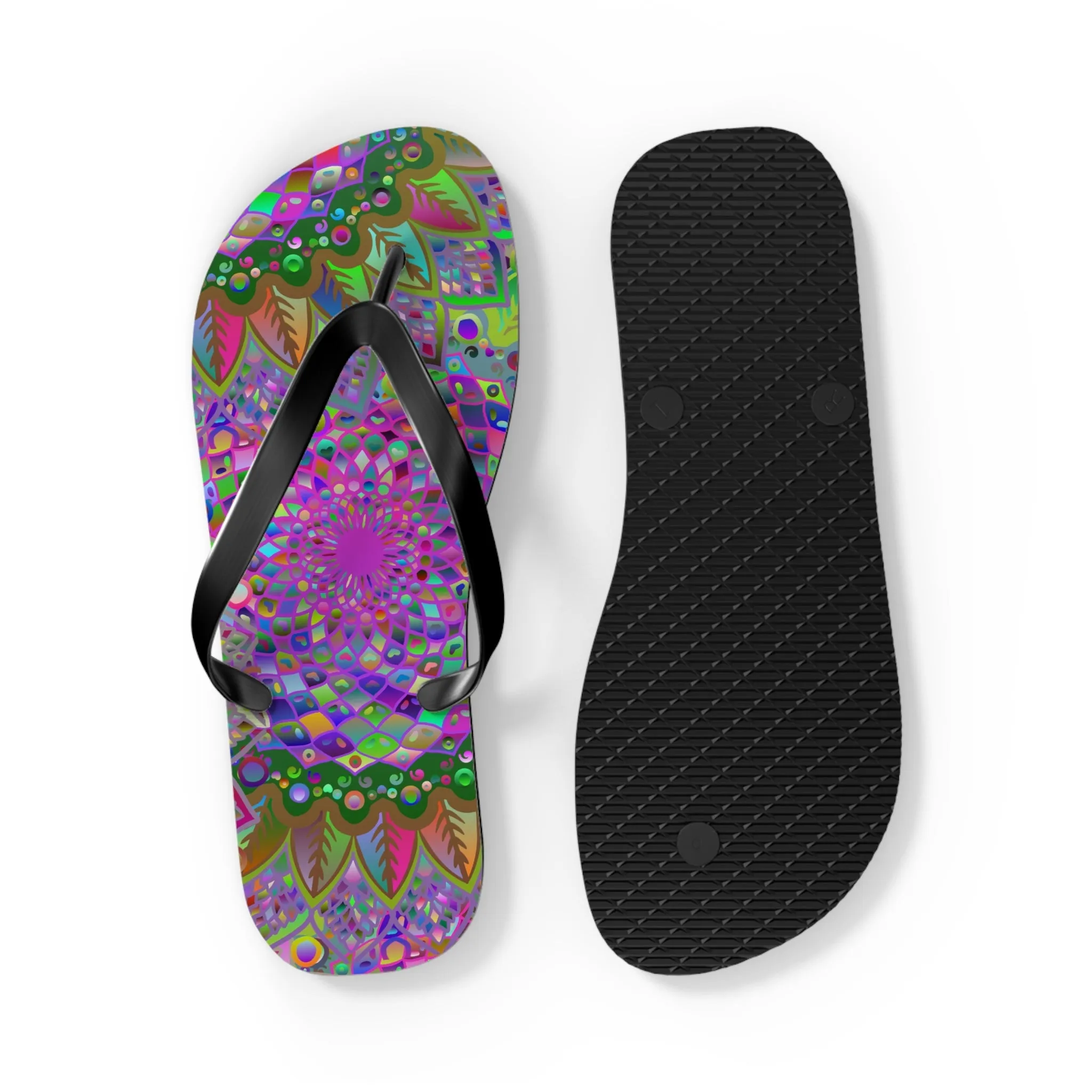 Vibrant Mandala Flip Flops - Colorful Comfort