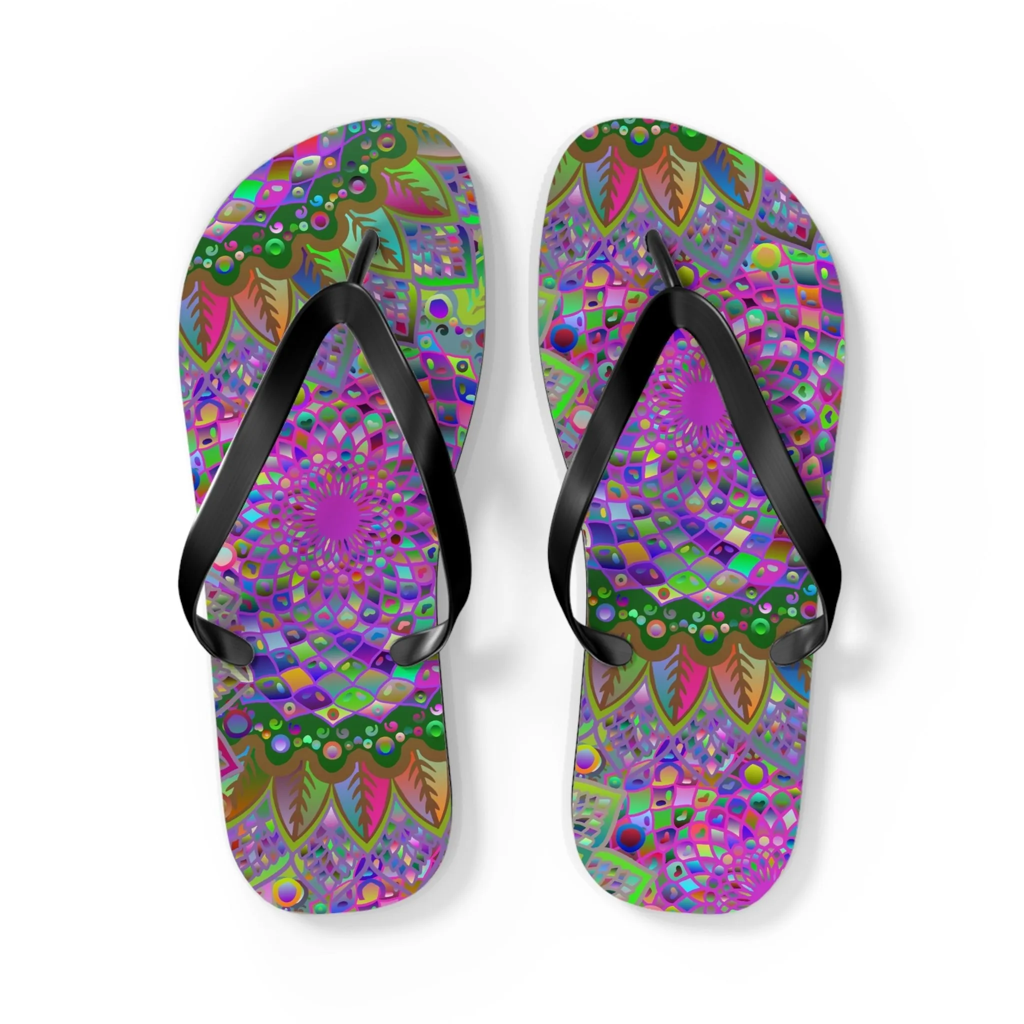 Vibrant Mandala Flip Flops - Colorful Comfort
