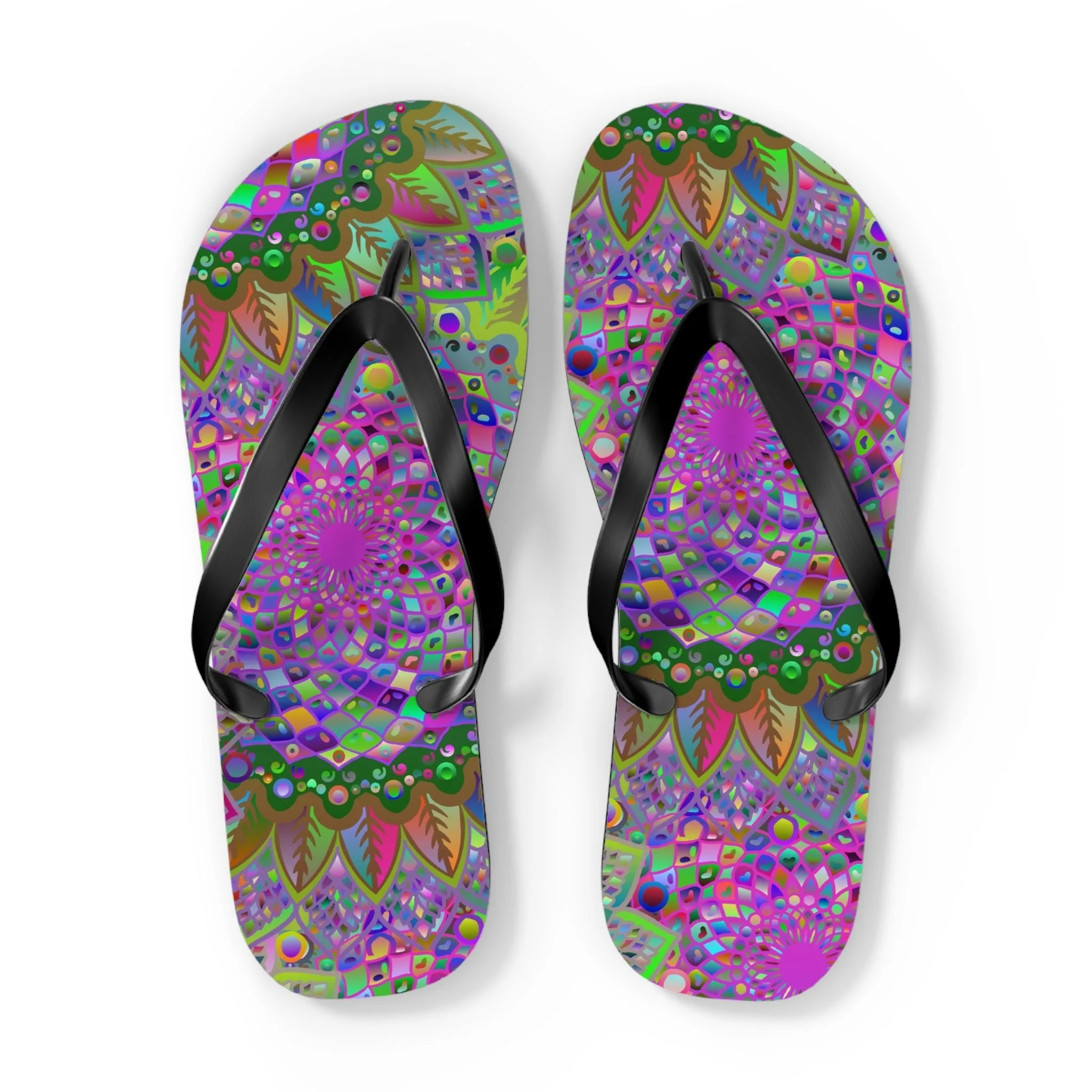 Vibrant Mandala Flip Flops - Colorful Comfort