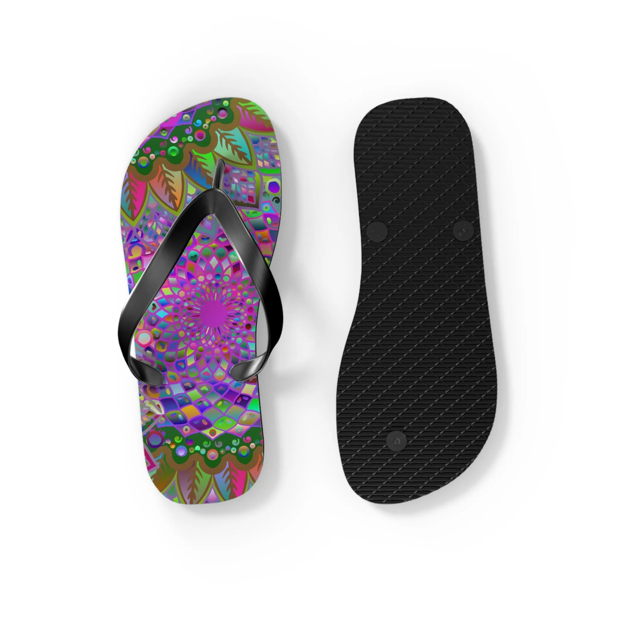 Vibrant Mandala Flip Flops - Colorful Comfort