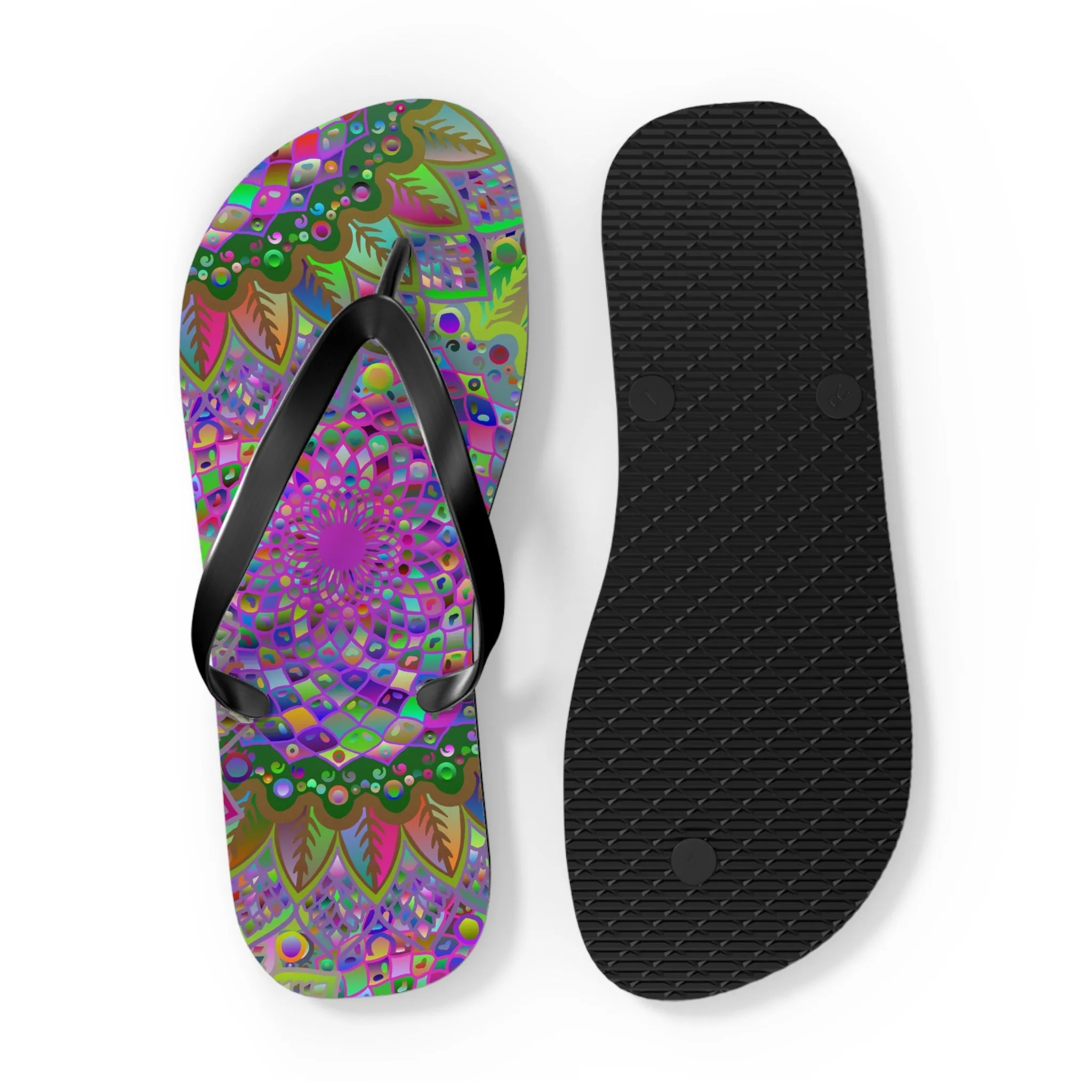Vibrant Mandala Flip Flops - Colorful Comfort